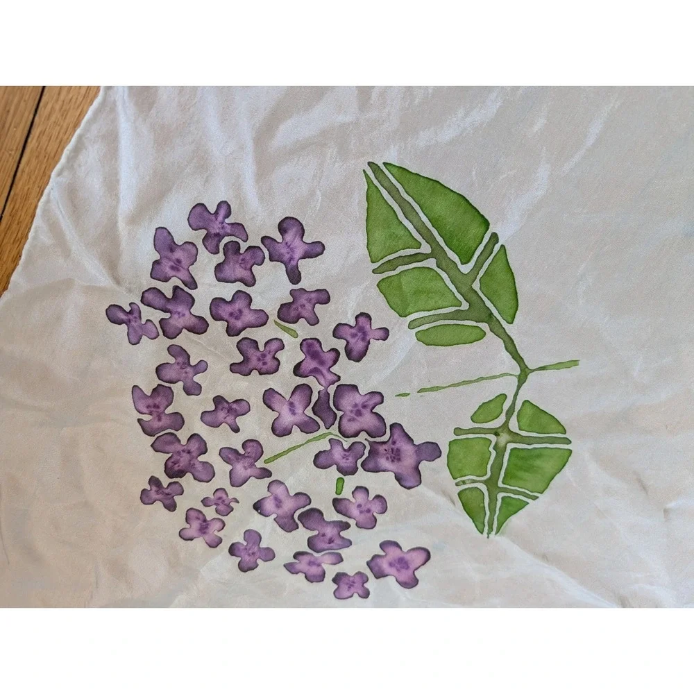 100% Silk Scarf Watercolor Flowers 40